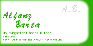 alfonz barta business card